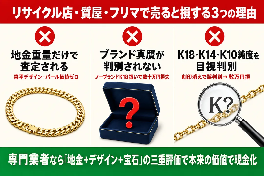 K18ネックレスをリサイクル店・質屋・フリマで売ると損する3つの理由